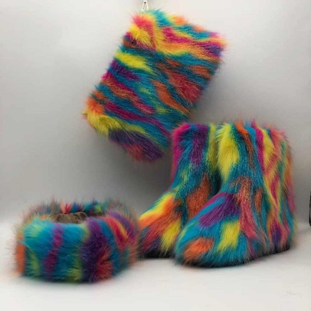 A rainbow fur set